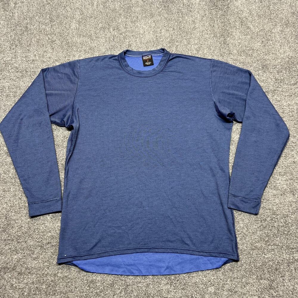 Vintage Patagonia Capilene Shirt Mens Medium Blue Long Sleeve Base Layer USA